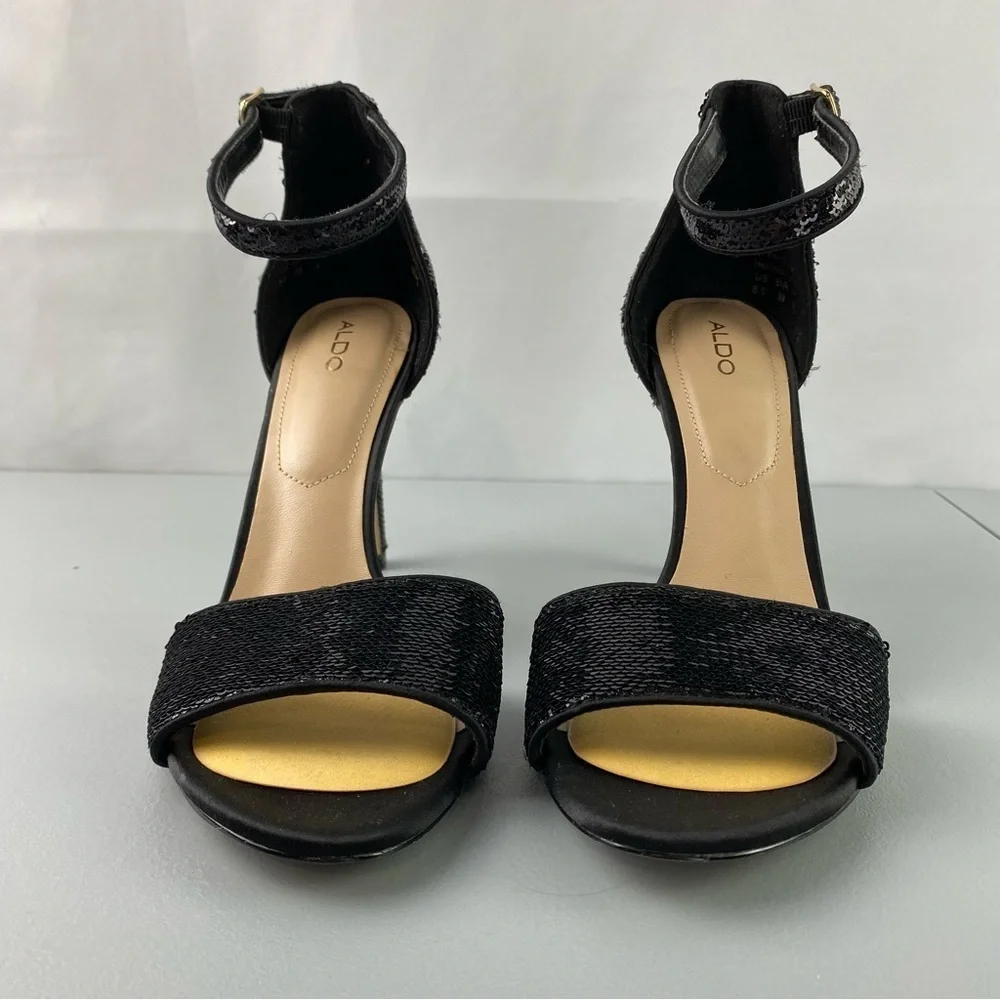 ALDO Black Sequin High Stilletto Formal Heels Women's size 8.5